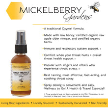 Load image into Gallery viewer, Honey Propolis Throat Spray — fast acting immune support