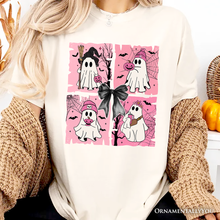 Load image into Gallery viewer, Pink Halloween Ghost T-Shirt, Coquette Spooky Season Tee: White / L