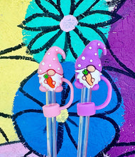 Load image into Gallery viewer, Large Holiday Straw Toppers: Easter Gnome Pink