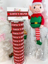 Load image into Gallery viewer, SANTA'S HELPER Christmas Bracelet Embroidered / Holiday: Red/White