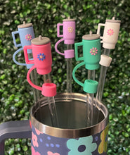 Load image into Gallery viewer, Tumbler Flower Large Straw Toppers: Grey