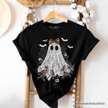 Load image into Gallery viewer, Cute Lace Ghost Coquette T-Shirt, Floral Vintage Halloween: Black / S