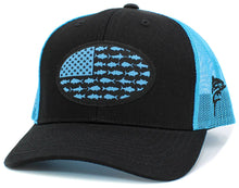Load image into Gallery viewer, USA Fish Flag Mesh Back Ballcap: BLK-BLK