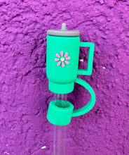 Load image into Gallery viewer, Tumbler Flower Large Straw Toppers: Grey