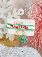 Load image into Gallery viewer, TEAM SANTA Embroidered Christmas Tassel Bracelet / Holiday