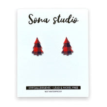 Load image into Gallery viewer, Plaid Tree Earrings