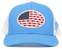 Load image into Gallery viewer, USA Fish Flag Mesh Back Ballcap: BLK-BLK