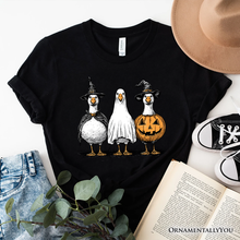 Load image into Gallery viewer, Haunting Honkers Goose T-Shirt, Funny Halloween Costumes Tee: Black / S