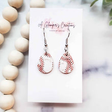 Load image into Gallery viewer, Baseball Laces MINI Teardrop Leather Earrings