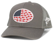 Load image into Gallery viewer, USA Fish Flag Mesh Back Ballcap: BLK-BLK
