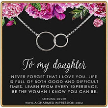 Load image into Gallery viewer, To My Daughter • Inspirational Jewelry • Two Connected Eternity Circles • 925 Sterling Silver Necklace • Gifts for Her • From Mom Dad • Ideas for Birthday Christmas Graduation Wedding • Infinite Love