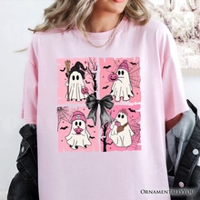 Load image into Gallery viewer, Pink Halloween Ghost T-Shirt, Coquette Spooky Season Tee: White / M
