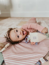Load image into Gallery viewer, Bitzy Bespoke Ritzy Jingle Attachable Travel Toy: Pastel Rainbow