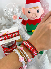Load image into Gallery viewer, SANTA'S HELPER Christmas Bracelet Embroidered / Holiday: Red/White