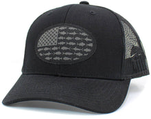 Load image into Gallery viewer, USA Fish Flag Mesh Back Ballcap: BLK-BLK
