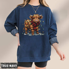 Load image into Gallery viewer, Highland Cow Christmas Shirt, Cute Cow Holiday Sweater: Sand / S / Sweatshirt