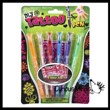Load image into Gallery viewer, 6 Pack of Tattoo Gel Pens - Fake Tattoo Fun with Stencils -