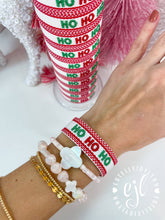 Load image into Gallery viewer, HO HO HO Christmas Bracelet Embroidered / Holiday Jewelry