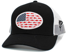 Load image into Gallery viewer, USA Fish Flag Mesh Back Ballcap: BLK-BLK
