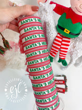 Load image into Gallery viewer, SANTA'S HELPER Christmas Bracelet Embroidered / Holiday: Red/White
