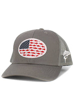 Load image into Gallery viewer, USA Fish Flag Mesh Back American Flag Baseball Cap: Black/Black
