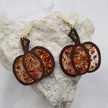 Load image into Gallery viewer, Fall Sparkle Pumpkin Earrings
