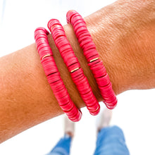 Load image into Gallery viewer, Red Game Day Bracelets &amp;  Necklaces: GAME DAY WORD WITH SILVER PLATED BEADS
