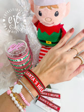 Load image into Gallery viewer, SANTA'S HELPER Christmas Bracelet Embroidered / Holiday: Red/White
