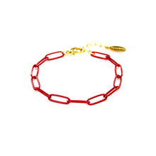 Load image into Gallery viewer, Red Game Day Bracelets &amp;  Necklaces: GAME DAY GOLD WORD WITH FOOTBALL ACCENT

