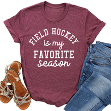 Load image into Gallery viewer, Field Hockey is My Favorite Season T-Shirt - Funny Sports Lover Tee - Gift for Field Hockey Players - Athletic Graphic Shirt for Fans: Heather Charcoal / XL
