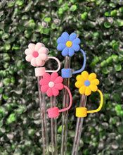 Load image into Gallery viewer, Flower Large Straw Toppers: White Daisy/Yellow Center
