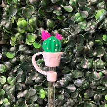 Load image into Gallery viewer, Cactus Straw Toppers: Aqua
