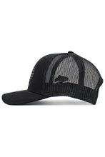 Load image into Gallery viewer, USA Fish Flag Mesh Back American Flag Baseball Cap: Black/Black
