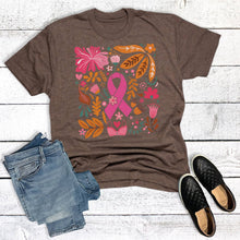 Load image into Gallery viewer, Boho Breast Cancer Awareness Graphic Tee : Heather Brown / L / Short Sleeve
