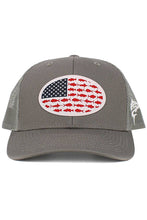 Load image into Gallery viewer, USA Fish Flag Mesh Back American Flag Baseball Cap: Black/Black
