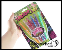 Load image into Gallery viewer, 6 Pack of Tattoo Gel Pens - Fake Tattoo Fun with Stencils -

