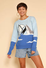 Load image into Gallery viewer, Shark attack knit sweater: Blue multi / M
