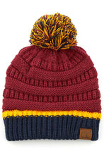 Load image into Gallery viewer, C.C Sports College Team Color Ribeed Beanie: 7. Utah Crimson/Black
