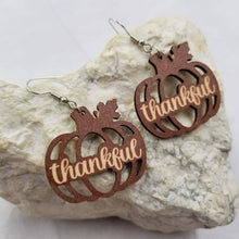 Load image into Gallery viewer, Thankful Pumpkin Wooden Farrings
