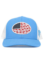 Load image into Gallery viewer, USA Fish Flag Mesh Back American Flag Baseball Cap: Black/Black
