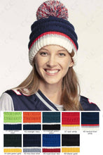 Load image into Gallery viewer, C.C Team Color Ribbed Beanie with Pom Winter Hat: 8.blue/White
