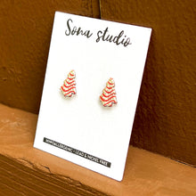 Load image into Gallery viewer, Little Debbie Inspired Christmas Cupcake Earrings
