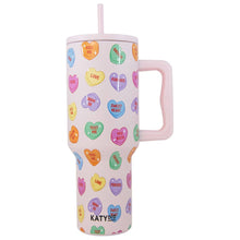 Load image into Gallery viewer, Candy Heart Valentine's Stainless Steel Tumbler: Light Pink
