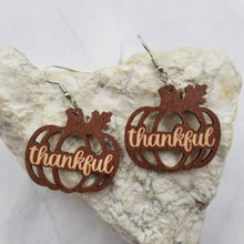 Load image into Gallery viewer, Thankful Pumpkin Wooden Farrings
