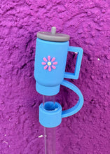 Load image into Gallery viewer, Tumbler Flower Large Straw Toppers: Grey
