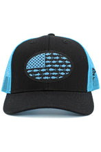 Load image into Gallery viewer, USA Fish Flag Mesh Back American Flag Baseball Cap: Black/Black
