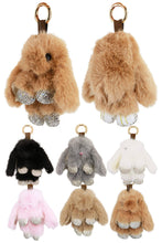 Load image into Gallery viewer, Bling Bunny Rabbit Soft Fur Plush Doll Keychain: ASSORTED / ONE SIZE
