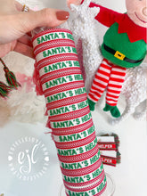 Load image into Gallery viewer, SANTA'S HELPER Christmas Bracelet Embroidered / Holiday: Red/White
