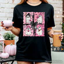Load image into Gallery viewer, Pink Halloween Ghost T-Shirt, Coquette Spooky Season Tee: White / L
