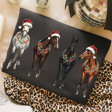Load image into Gallery viewer, Retro Xmas Horses Western Christmas Shirt, Cowboy Sweater: Sand / L / T-Shirt
